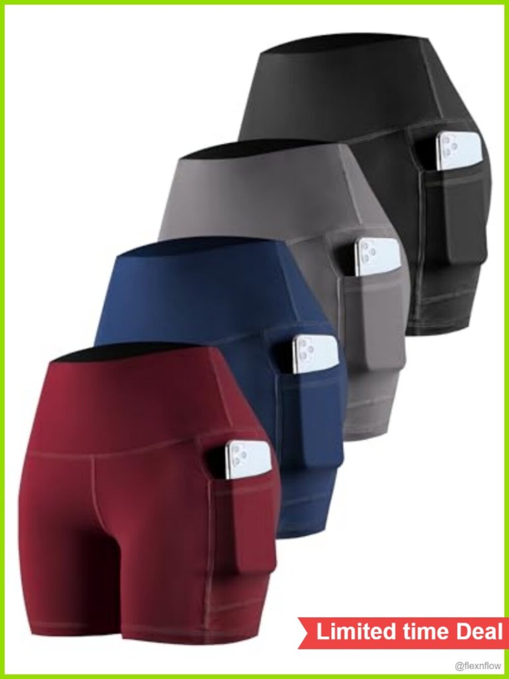 Women's High Waisted Biker Yoga Shorts with Pockets 4 Way Stretch Tummy Control